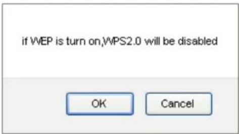 if WEP is turn on,VPS2.0 will be disabled OK Cancel