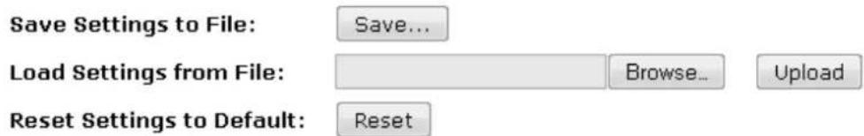 Save Settings to File: Save... Load Settings from File: Browse... Upload Reset Settings to Default: Reset
