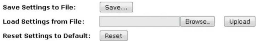 Save Settings to File: Save... Load Settings from File: Browse... Upload Reset Settings to Default: Reset