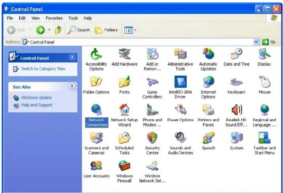 Control Panel File Edit View Favorites Tools Help Back Search Folders Address Control Panel Go Control Panel Switch to Category View See Also Windows Update Help and Support Accessibility Options Add Hardware Add or Renov... Administrative Tools Automatic Updates Date and Time Display Folder Options Fonts Game Controllers Intel(R) GMA Driver Internet Options Keyboard Mouse Network Connections Network Setup Wizard Phone and Modem ... Power Options Printers and Faces Realtek HD Sound Eff... Regional and Language ... Scanners and Cameras Scheduled Tasks Security Center Sounds and Audio Devices Speech System Taskbar and Start Menu User Accounts Windows Firewall Wireless Network Set...