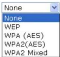None None WEP WPA (AES) WPA2 (AES) WPA2 Mixed