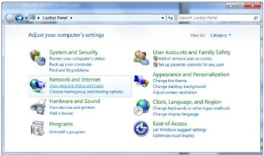 Control Panel Search Control Panel Adjust your computer's settings View by: Category System and Security Review your computer's status Back up your computer Find and fix problems Network and Internet View network status and tasks Choose homegroup and sharing options Hardware and Sound View devices and printers Add a device Programs Uninstall a program User Accounts and Family Safety Add or remove user accounts Set up parental controls for any user Appearance and Personalization Change the theme Change desktop background Adjust screen resolution Clock, Language, and Region Change keyboards or other input methods Change display language Ease of Access Let Windows suggest settings Optimize visual display