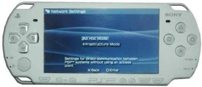 Network Settings [Ad Hoc Mode] Infrastructure Mode Settings for direct communication between PSIP® systems without using an access point: X Back O Enter
