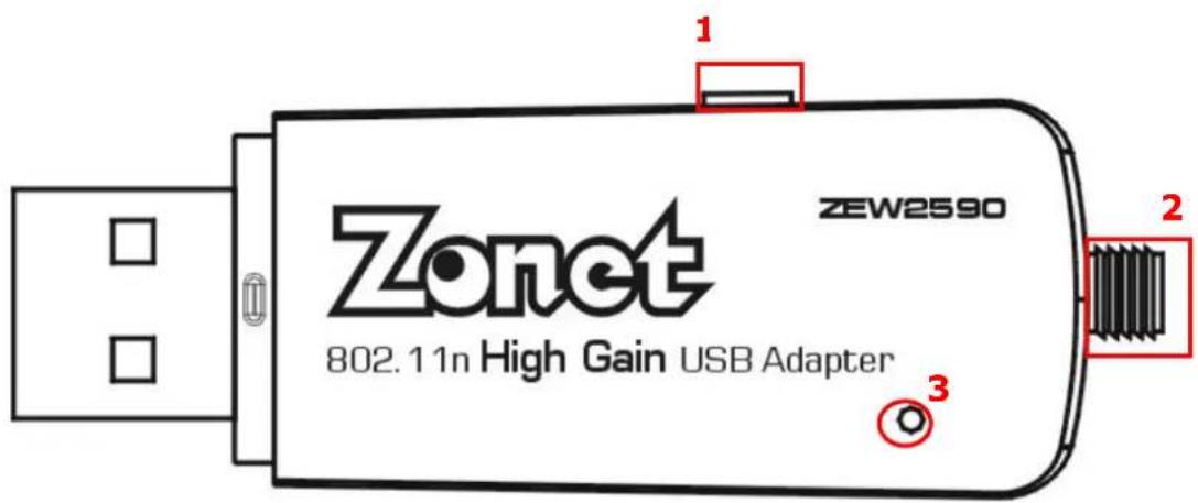 ZEW2590 802.11n High Gain USB Adapter 1 2 3