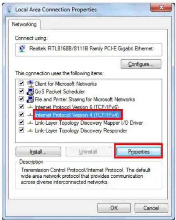 Local Area Connection Properties Networking Connect using: Realtek RTL8168B/8111B Family PCI-E Gigabit Ethernet Configure... This connection uses the following items: ✓ Client for Microsoft Networks ✓ QoS Packet Scheduler ✓ File and Printer Sharing for Microsoft Networks ✓ Internet Protocol Version 6 (TCP/IPv6) ✓ Internet Protocol Version 4 (TCP/IPv4) ✓ Link-Layer Topology Discovery Mapper I/O Driver ✓ Link-Layer Topology Discovery Responder Install... Uninstall Properties Description Transmission Control Protocol/Internet Protocol. The default wide area network protocol that provides communication across diverse interconnected networks. OK Cancel