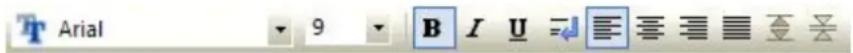 Arial 9 B I U =