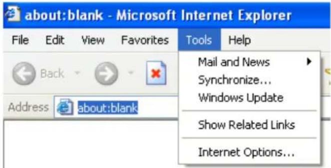 about:blank - Microsoft Internet Explorer File Edit View Favorites Tools Help Back Address about:blank Mail and News Synchronize... Windows Update Show Related Links Internet Options...