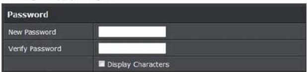 Password New Password Verify Password Display Characters