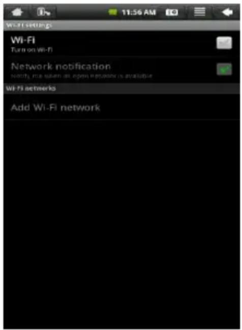 Wi-Fi settings Wi-Fi Turn on Wi-Fi Network notification Notch, me taken an open network is available Wi-Fi networks Add Wi-Fi network