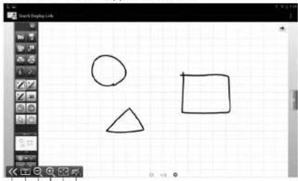 Hand-drawn geometric shapes (circle, triangle, rectangle) on grid paper in an art software interface (no text or symbols)