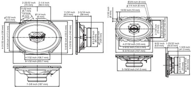 2-1/4 inch (56.3 mm) 11/32 inch (8.7 mm) 1/4 inch (6 mm) φ 1/4 inch (8 mm) φ 7/32 inch (5.5 mm) 4-31/32 inch (126 mm) 4-5/8 inch (117.5 mm) 4-7/32 inch (105.7 mm) 5-1/32 inch (203.7 mm) 5-9/32 inch (133.5 mm) 5-2/5/32 inch (145 mm) 5-3/8 inch (129 mm) 4-7/32 inch (106.7 mm) 7-3/8 inch (187 mm) 2-25/32 inch (70 mm) 2-1/4 inch (56.3 mm) 11/32 inch (8.5 mm) 2-5/16 inch (58 mm) φ 8/5/32 inch (129 mm) φ 3/8 inch (9 mm) φ 1/4 inch (6 mm) 11/32 inch (8 mm) 13/32 inch (10 mm) 4-27/32 inch (123 mm) 5-9/32 inch (123.7 mm) 6-3/16 inch (157 mm) 9/32 inch (6.8 mm) 9/32 inch (44.8 mm) 1-25/32 inch (41.3 mm) 1-5/8 inch (41.3 mm) φ 25/32 inch (83.5 mm) φ 5-16 inch (141.5 mm)