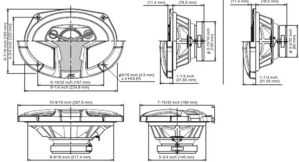 6-7/16 inch (183 mm) 4-3/4 inch (150 mm) φ-19/32 inch (167 mm) φ7/4 inch (238.8 mm) φ3/16 inch (4.5 mm) φ4 HOLES (11.4 mm) (78.5 mm) φ-5/7 inch (100 mm) 1-1/4 inch (31.60 mm) (11.4 mm) (80.5 mm) φ 5-5/2 inch (80 mm) 1-1/4 inch (31.50 mm) 10-9/16 inch (267.6 mm) 8-9/16 inch (217.4 mm) 7-15/32 inch (189 mm) 5-3/4 inch (146 mm)