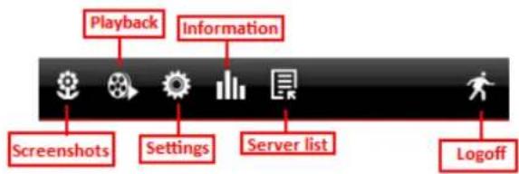 Playback Information Screenshots Settings Server list Logoff