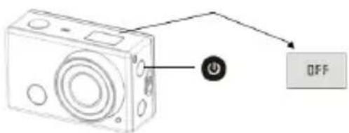 Diagram showing a device with an ON/OFF button and a power symbol, likely illustrating a camera or display system.