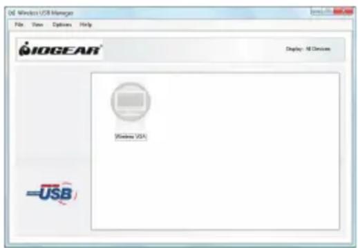 OS Wireless USB Manager File View Options Help IOGEAR Display: All Devices Microsoft USA =USB