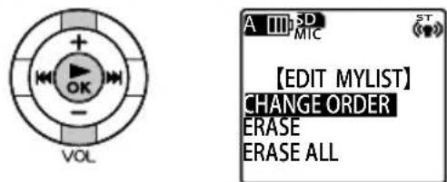 VOL A 3D MIC 【EDIT MYLIST】 CHANGE ORDER ERASE ERASE ALL