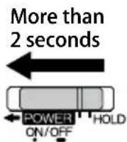 SANYO Xacti ICR-EH800D - ■ Turning off the power Slide the POWER/HOLD switch in the direction of the arrow for more than 2 seconds. - 1