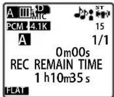A III D MTC PCM 4.1K A 1/1 0m00s REC REMAIN TIME 1 h10m35 s FLAT
