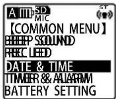 A III SD MIC 【COMMON MENU】 BEEP SOUND REEC LIED DATE & TIME TIMBER & ALARAM BATTERY SETTING