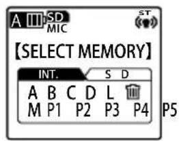 A III SD MIC 【SELECT MEMORY】 INT. S D A B C D L M P1 P2 P3 P4 P5
