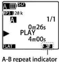 A III SD MP3 128 k A 1/1 0m26s PLAY 4m00s FLAT A-B A-B repeat indicator