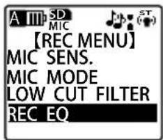 A III SD MIC 【REC MENU】 MIC SENS. MIC MODE LOW CUT FILTER REC EQ