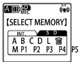 A III SD MIC 【SELECT MEMORY】 INT. S D A B C D L M P1 P2 P3 P4 P5