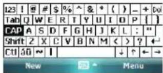 123 ! # $ % ^ & * ( ) - + Del Tab Q W E R T Y U I O P [ ] CAP A S D F G H J K L : " Shift 2 X C V B N M < ) ? ← Ctrl 50 ~ | ↓ ↑ ← → New Menu