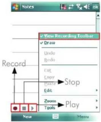 Record View Recording Toolbar Draw Undo Bodo Cut Copy Paste Edit Zoom Tools Play Record New Menu