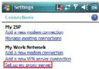 Settings Connections My ISP Add a new modem connection Manage existing connections My Work Network Add a new modem connection Add a new VPN server connection Set up my proxy server