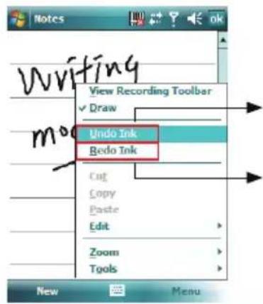 Writing View Recording Toolbar Draw Undo Ink Redo Ink Cut Copy Paste Edit Zoom Tools New Menu
