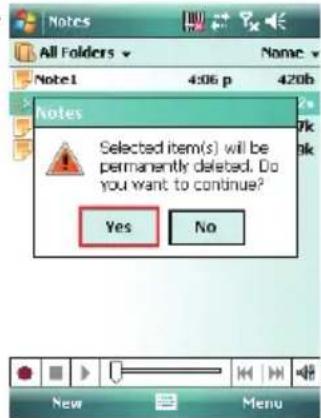 Selected item(s) will be permanently deleted. Do you want to continue? Yes No