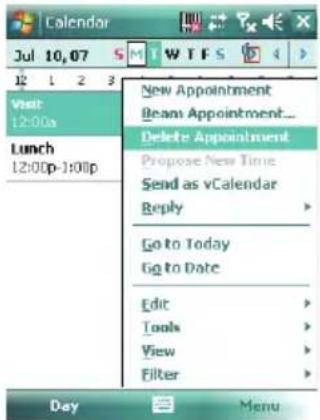 Calendar Jul 10, 07 S M T W T F S D + 12 1 2 3 Visit 12:00s Lunch 12:00p-1:00p New Appointment Beam Appointment... Delete Appointment Propose New Time Send as vCalendar Reply Go to Today Go to Date Edit Tools View Filter Day Menu