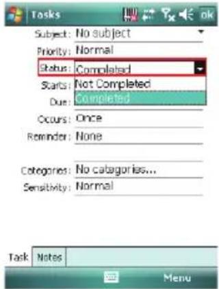 Tasks Subject: No subject Priority: Normal Status: Completed Starts: Not Completed Due: Completed Occurs: Once Reminder: None Categories: No categorias... Sensitivity: Normal Task Notes Menu