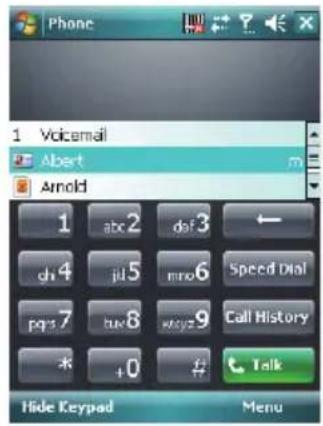 Phone 1 Voicemail Albert Arnold 1 abc2 def3 ← ch4 jul5 mno6 Speed Dial pqgs7 hux8 ways9 Call History * +0 🔍 Talk Hide Keypad Menu