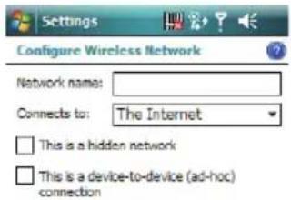 Configure Wireless Network Network name: Connects to: The Internet This is a hidden network This is a device-to-device (ad-hoc) connection