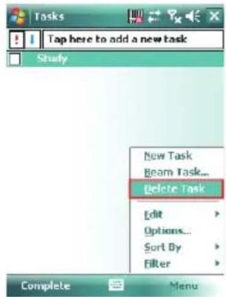 Tasks Tap here to add a new task Study New Task Beam Task... Delete Task Edit Options... Sort By Filter Complete Menu