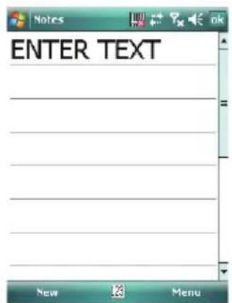 NOTES OK ENTER TEXT New Menu