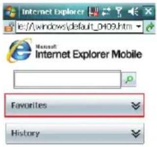 Internet Explorer e://windows/default_0409.htm Microsoft Internet Explorer Mobile Favorites History