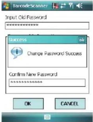 BarcodeScanner Input Old Password Success Change Password Success Confirm New Password OK CANCEL