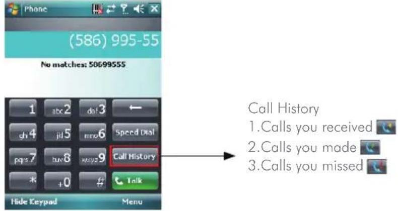(586) 995-55 No matches: 50699555 1 abc2 def3 ← ch4 jd5 mnd6 Speed dial pqz7 buy8 wxyz9 Call History * +0 Talk Hide Keypad Menu Call History 1. Calls you received 2. Calls you made 3. Calls you missed