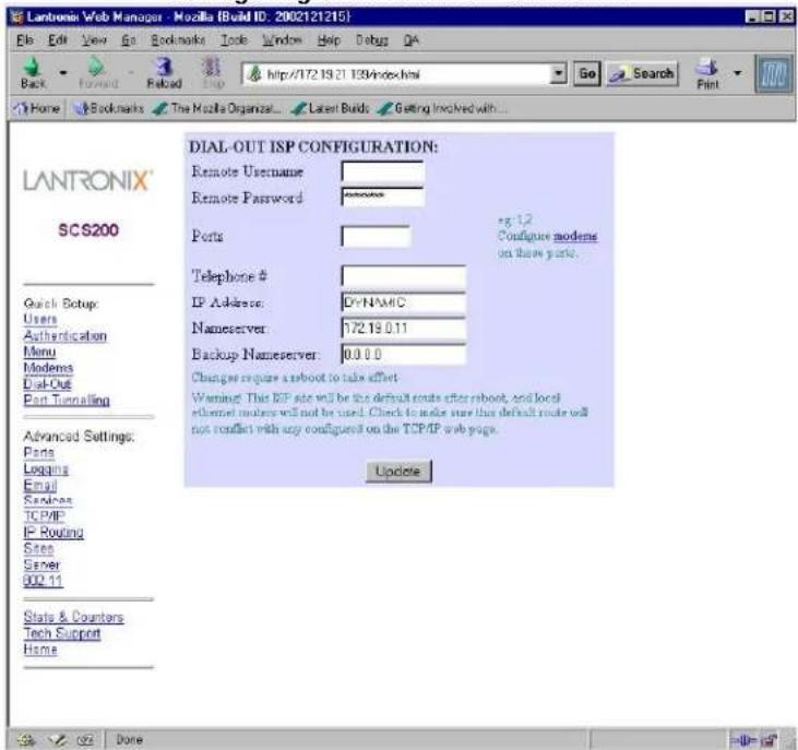 Lantronix SCS400-12 - Dial-Out ISP Connection - 1
