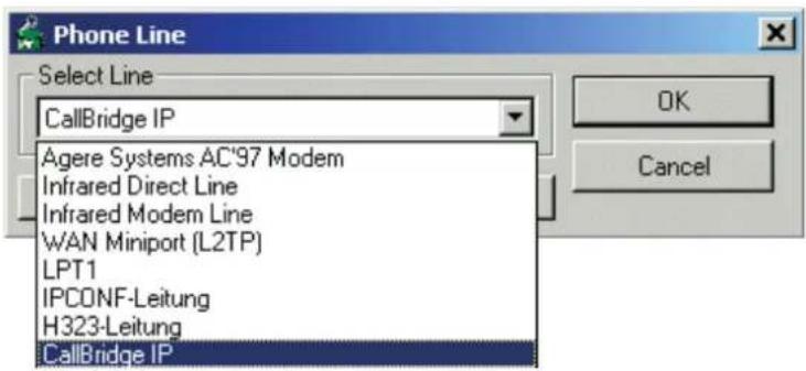 Phone Line Select Line CallBridge IP Agere Systems AC'97 Modem Infrared Direct Line Infrared Modem Line WAN Miniport (L2TP) LPT1 IPCONF-Leitung H323-Leitung CallBridge IP