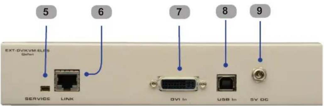 5 6 7 8 9 EXT-DVIKVM-ELPS Gefen SERVICE LINK OVI In USB In SV DC