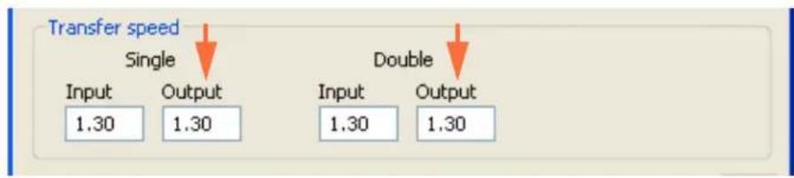 Transfer speed Single Input Output 1.30 1.30 Double Input Output 1.30 1.30