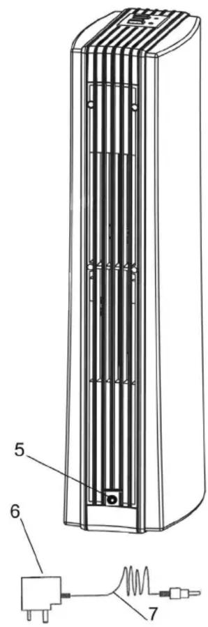 Technical diagram of an air conditioner unit with labeled components and wiring connections