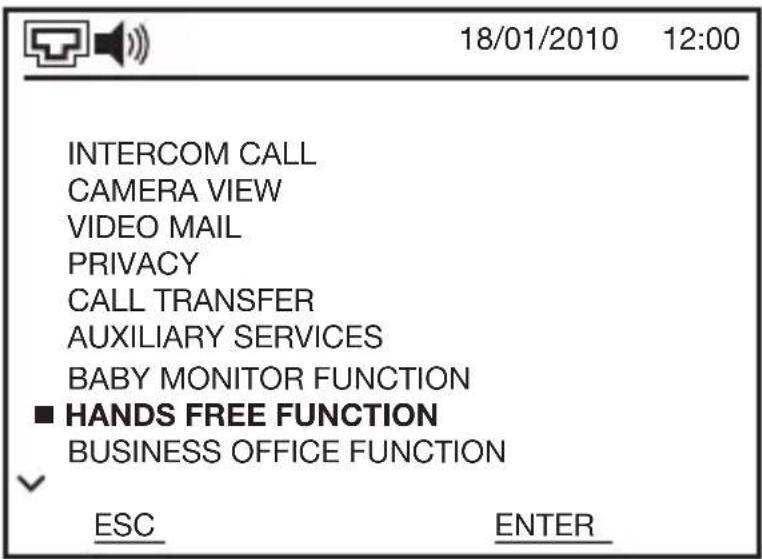 INTERCOM CALL CAMERA VIEW VIDEO MAIL PRIVACY CALL TRANSFER AUXILIARY SERVICES BABY MONITOR FUNCTION ■ HANDS FREE FUNCTION BUSINESS OFFICE FUNCTION ESC ENTER