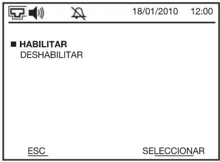 18/01/2010 12:00 ■ HABILITAR DESHABILITAR ESC SELECCIONAR
