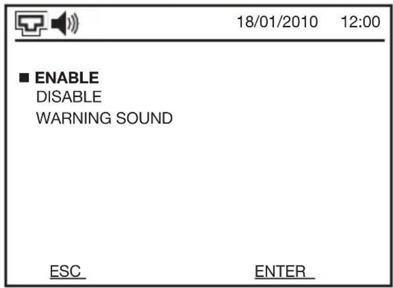18/01/2010 12:00 ■ ENABLE DISABLE WARNING SOUND ESC ENTER