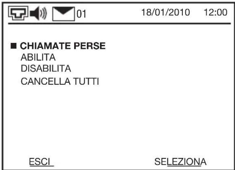 01 18/01/2010 12:00 ■ CHIAMATE PERSE ABILITA DISABILITA CANCELLA TUTTI ESCI SELEZIONA